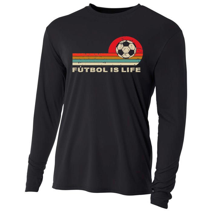 Futbol Is Life Football Lovers Soccer Funny Vintage Retro Cooling Performance Long Sleeve Crew