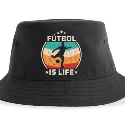 Futbol Is Life Soccer Funny Football Lover Vintage Sustainable Bucket Hat