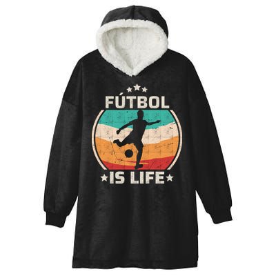 Futbol Is Life Soccer Funny Football Lover Vintage Hooded Wearable Blanket
