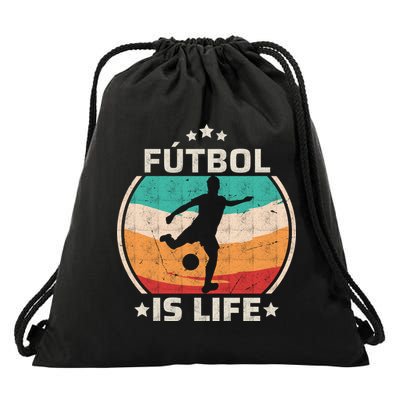 Futbol Is Life Soccer Funny Football Lover Vintage Drawstring Bag
