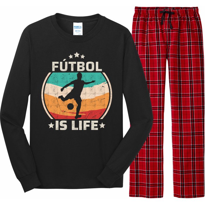 Futbol Is Life Soccer Funny Football Lover Vintage Long Sleeve Pajama Set