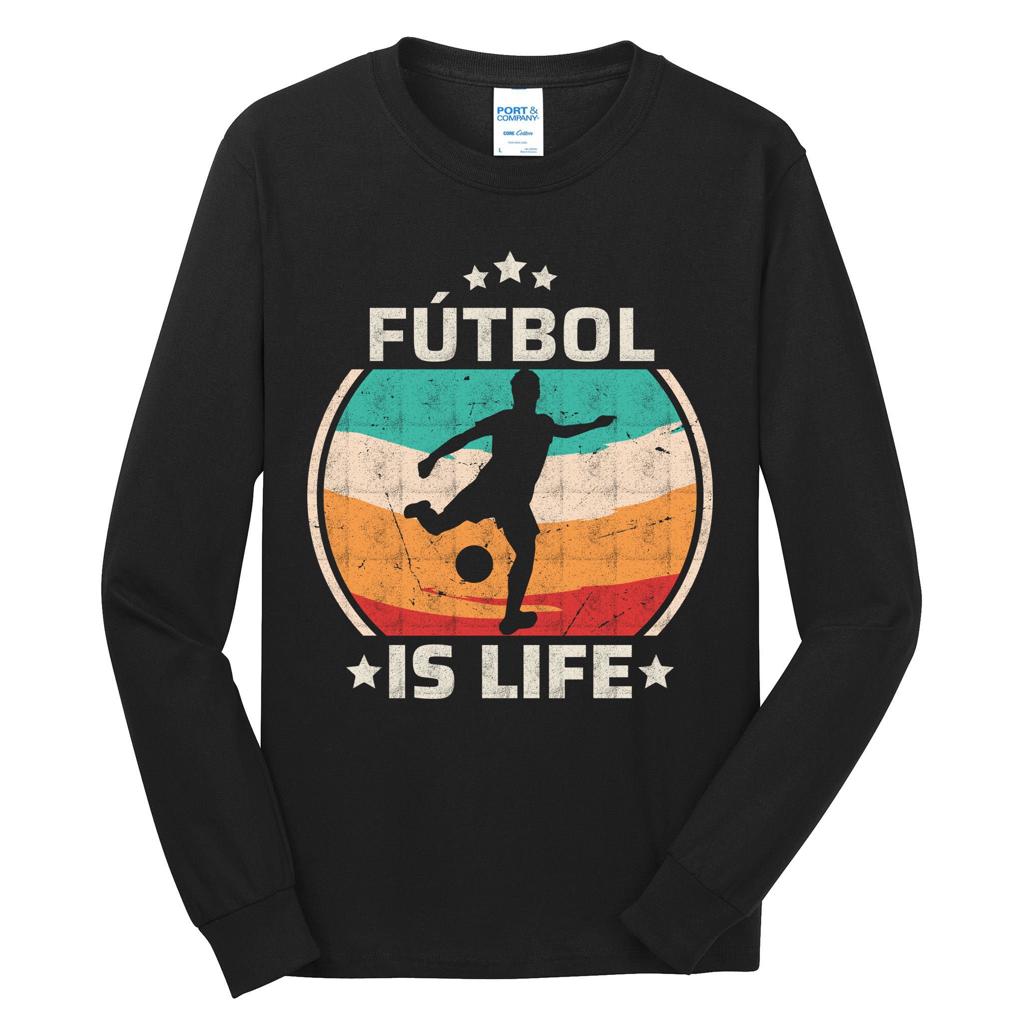 Futbol Is Life Soccer Funny Football Lover Vintage Tall Long Sleeve T-Shirt