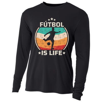 Futbol Is Life Soccer Funny Football Lover Vintage Cooling Performance Long Sleeve Crew