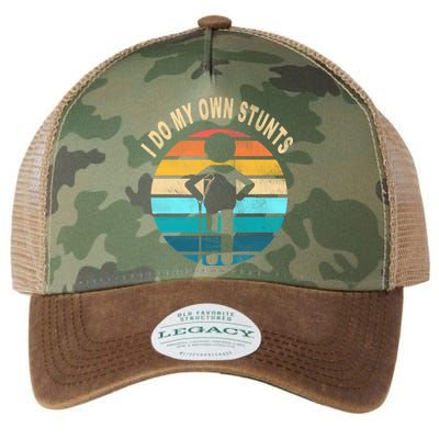 Funny Injury Leg I Do My Own Stunts Gift Legacy Tie Dye Trucker Hat