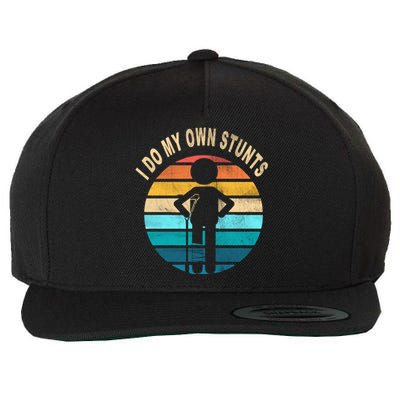 Funny Injury Leg I Do My Own Stunts Gift Wool Snapback Cap