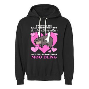 Fell In Love With Moo Deng Garment-Dyed Fleece Hoodie