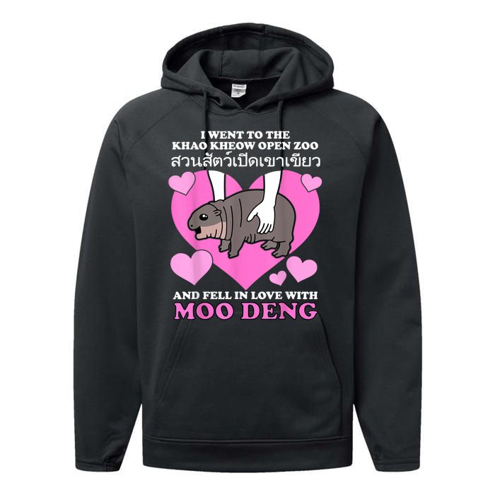 Fell In Love With Moo Deng Performance Fleece Hoodie