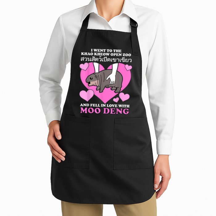 Fell In Love With Moo Deng Full-Length Apron With Pockets
