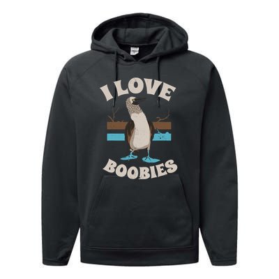 Funny I Love Boobies Gift For Birdwatchers Performance Fleece Hoodie