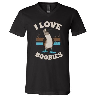 Funny I Love Boobies Gift For Birdwatchers V-Neck T-Shirt