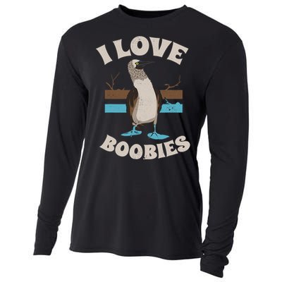 Funny I Love Boobies Gift For Birdwatchers Cooling Performance Long Sleeve Crew