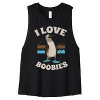 Funny I Love Boobies Gift For Birdwatchers Women's Racerback Cropped Tank