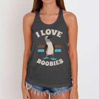 Funny I Love Boobies Gift For Birdwatchers Women's Knotted Racerback Tank