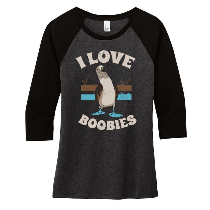 Funny I Love Boobies Gift For Birdwatchers Women's Tri-Blend 3/4-Sleeve Raglan Shirt