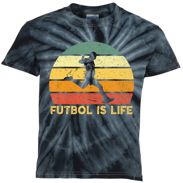 Futbol Is Life Retro Vintage T Soccer Player Costume Kids Tie-Dye T-Shirt