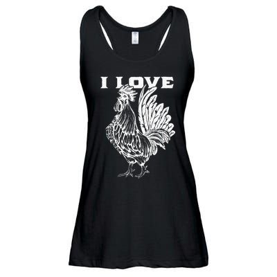 Funny I Love Cock Rooster Lover I Love Roosters Ladies Essential Flowy Tank