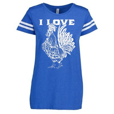 Funny I Love Cock Rooster Lover I Love Roosters Enza Ladies Jersey Football T-Shirt