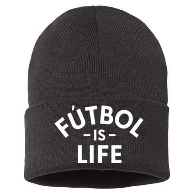 Futbol Is Life Soccer Funny Football Lover Sustainable Knit Beanie