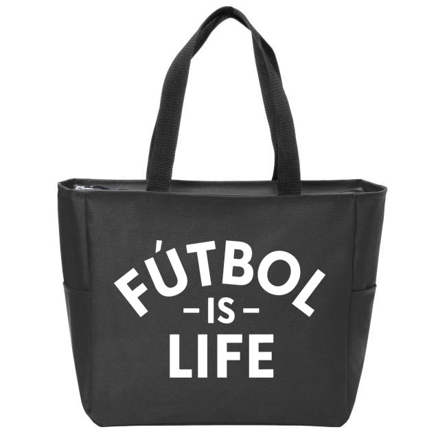 Futbol Is Life Soccer Funny Football Lover Zip Tote Bag