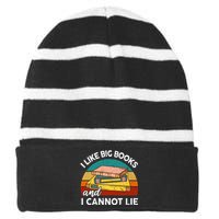 Funny I Like Big Books Cannot Lie English Reading Teacher Striped Beanie with Solid Band