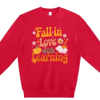 Fall In Love With Learning Teacher Premium Crewneck Sweatshirt