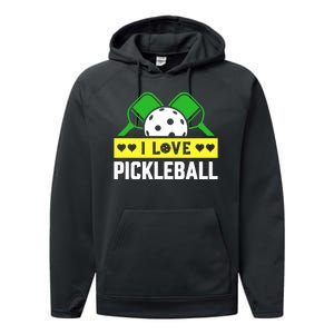 Funny I Love Pickleball Performance Fleece Hoodie