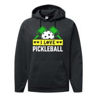 Funny I Love Pickleball Performance Fleece Hoodie