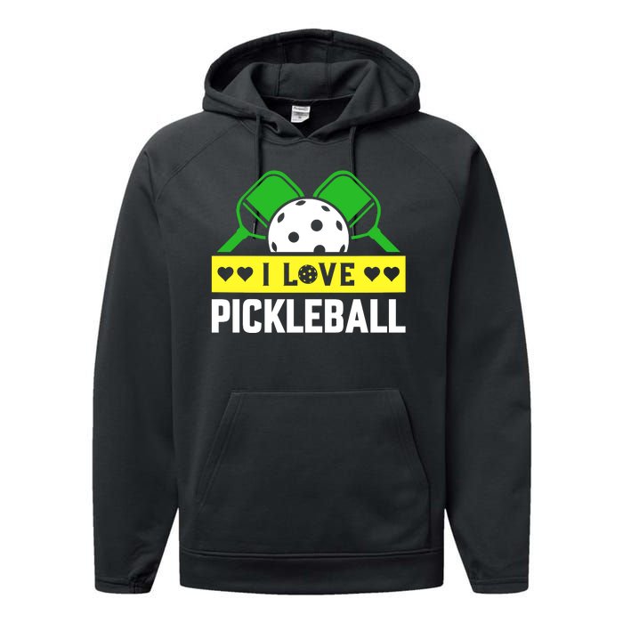 Funny I Love Pickleball Performance Fleece Hoodie