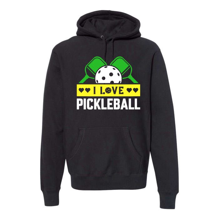 Funny I Love Pickleball Premium Hoodie