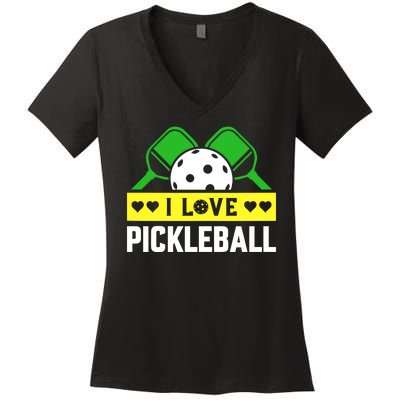 Funny I Love Pickleball Women's V-Neck T-Shirt