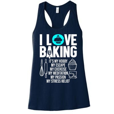 Funny I Love Baking Baker Pastry Chef Bakery Cupcake Lover Women's Racerback Tank