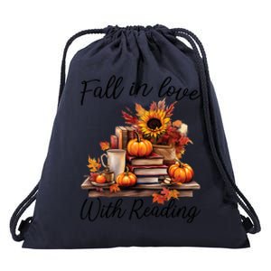 Fall In Love With Reading Book Autumn Teachers Pumpkins Drawstring Bag