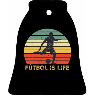 Futbol Is Life Ceramic Bell Ornament