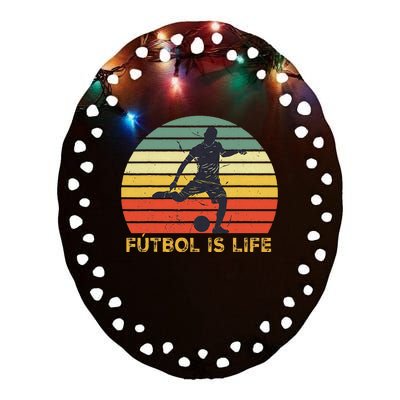 Futbol Is Life Ceramic Oval Ornament