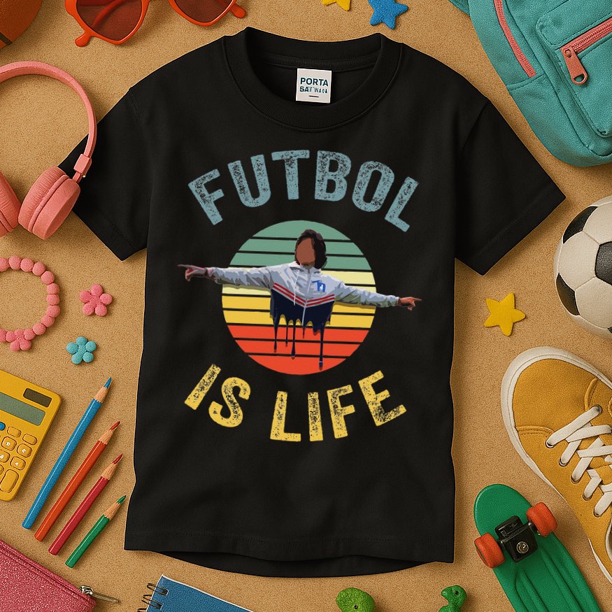 Futbol Is Life Soccer Ball Team Fan Lovers Goals Of Life Kids T-Shirt