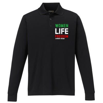 Free Iran Life Freedom Stand With Persian Funny Gift Performance Long Sleeve Polo