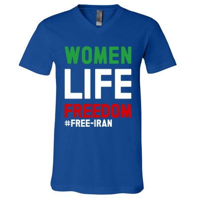 Free Iran Life Freedom Stand With Persian Funny Gift V-Neck T-Shirt