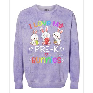 Funny I Love My Pre-K Bunnies teacher Easter Bunny Egg Colorblast Crewneck Sweatshirt