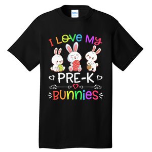 Funny I Love My Pre-K Bunnies teacher Easter Bunny Egg Tall T-Shirt