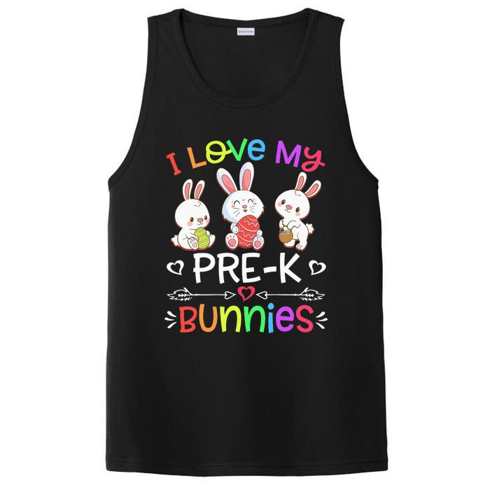 Funny I Love My Pre-K Bunnies teacher Easter Bunny Egg PosiCharge Competitor Tank