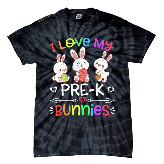 Funny I Love My Pre-K Bunnies teacher Easter Bunny Egg Tie-Dye T-Shirt