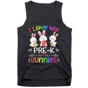 Funny I Love My Pre-K Bunnies teacher Easter Bunny Egg Tank Top