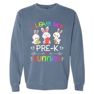 Funny I Love My Pre-K Bunnies teacher Easter Bunny Egg Garment-Dyed Sweatshirt