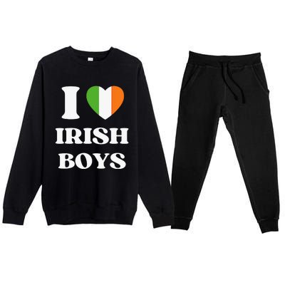 Funny I Love Irish I Red Heart British Ireland Premium Crewneck Sweatsuit Set