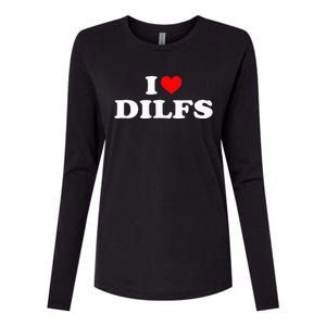 Funny I Love Dilfs I Heart Dilfs Red Heart Cool Womens Cotton Relaxed Long Sleeve T-Shirt