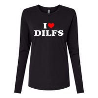 Funny I Love Dilfs I Heart Dilfs Red Heart Cool Womens Cotton Relaxed Long Sleeve T-Shirt