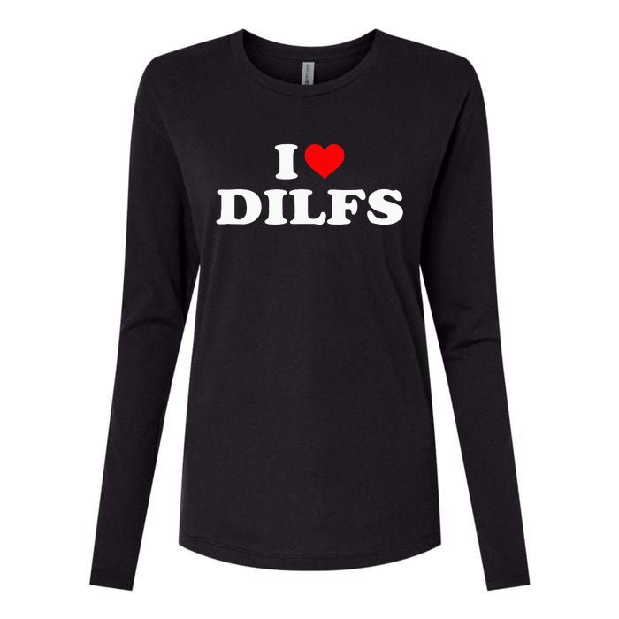 Funny I Love Dilfs I Heart Dilfs Red Heart Cool Womens Cotton Relaxed Long Sleeve T-Shirt