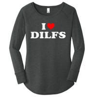 Funny I Love Dilfs I Heart Dilfs Red Heart Cool Women's Perfect Tri Tunic Long Sleeve Shirt