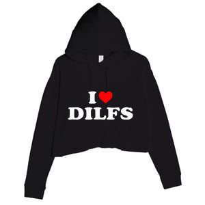 Funny I Love Dilfs I Heart Dilfs Red Heart Cool Crop Fleece Hoodie