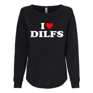 Funny I Love Dilfs I Heart Dilfs Red Heart Cool Womens California Wash Sweatshirt